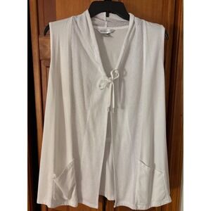 Christopher & Banks Vest Open‎ Front Sleeveless Pockets White Mesh L